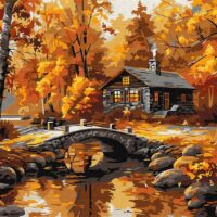 Картина за номерами КНО6426 Селище над річкою 40*50см