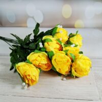 Букет півонії на 9 голів яскравий жовтий SV-036