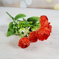 Букет піоновидна троянда з добавками 40см 6голів Алий НТ364/2