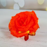 Роза бутон ГИГАНТ с подлистником красный з желтым VIP B-013