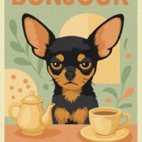 Картина за номерами КНО6808 Постер. Ранок з чихуахуа 30*40см