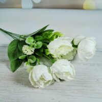 Букет піоновидна троянда з добавками 40см 6голів Білий НТ364/1