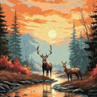 Картина за номерами КНО6576 Витончені олені 40*50см