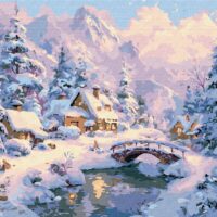 Картина за номерами КНО6422 Зимовий затишок серед гір 40*50см