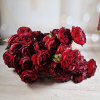 Букет півонії ГІГАНТ на 48 голів червоний з чорним SV-057