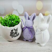 Декоративний Великодній Кролик 10см 2шт бiлий та бузковий НТ6/3