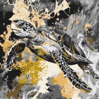 Картина за номерами КНО6734 Золота черепаха з фарбами металік 40*40см