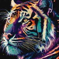 Картина за номерами КНО6527 Фантастичний тигр з фарбами металік 40*50см