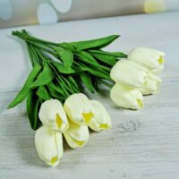 Букет латексних тюльпанiв 31см Нiжно-жовтий 10шт НТ357/1