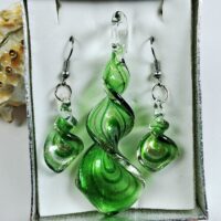 Набір Сережки та кулон Хвилька зелений