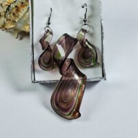 Набір Сережки та кулон Спіраль об'ємна з зеленим