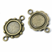 Коннектор-Сеттинг Круглый под Кабошон 2 отверстия 23*15мм Бронза 2шт