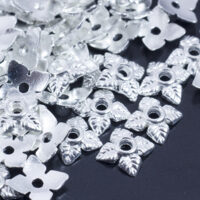 Шапочки для Бусин Цветок 6*6*2мм, Серебро