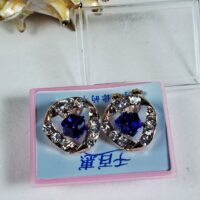 Сережки з синiми камінцями в золоті 1,7*1,7см