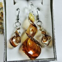 Набір Сережки та кулон Хвилька коричневий