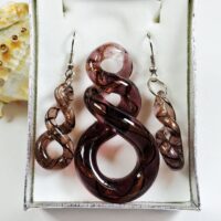 Набір Сережки та кулон Вісімка скручена фiолетовий