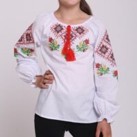 Вишиванка на дівчинку р.128 рукав довгий червоно-біла 4334