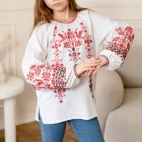 Вишиванка на дівчинку р.128 Дивоптахи біла 4369