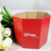 Восьмигранна коробочка 12*15см червона 32007