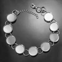 Основа для браслета латунь под кабашон 210*14мм серебро