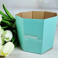 Восьмигранна коробочка 12*15см мятна 32004