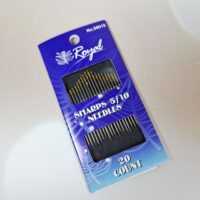 06015 Sharps 5/10 (20шт) Набір довгих голок для шиття з золотим вушком Royal (Японія)