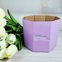 Восьмигранна коробочка 12*15см лавандова 32003