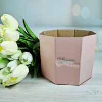 Восьмигранна коробочка 12*15см персикова 32012