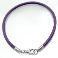 Основа для браслета Натур. кожа с застежкой 200*3мм фиолетовый