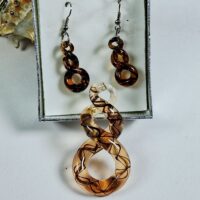 Набір Сережки та кулон Вісімка скручена коричневий