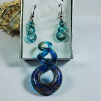 Набір Сережки та кулон Вісімка скручена синiй