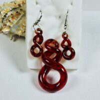 Набір Сережки та кулон Вісімка скручена червоний