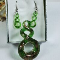 Набір Сережки та кулон Вісімка скручена зелений