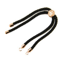 Основа для браслета Эко Латунь с Позолотой и Нейлон 23смх2мм, Черный 1шт