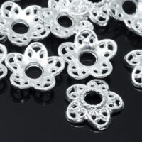 Шапочки для Бусин, метал. цветок 12*3мм серебро