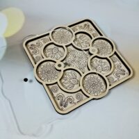Дерев'яний органайзер для бісеру з кришкою 15*15см 060132