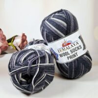 Гімалая Вул Сокс Принт (Himalaya Wool Socks Print) 100г/400м S41-02 сіро-білий