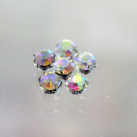 Стразы пришивные Круглые c серебрянной основой SS12 AB+Silver, стекло