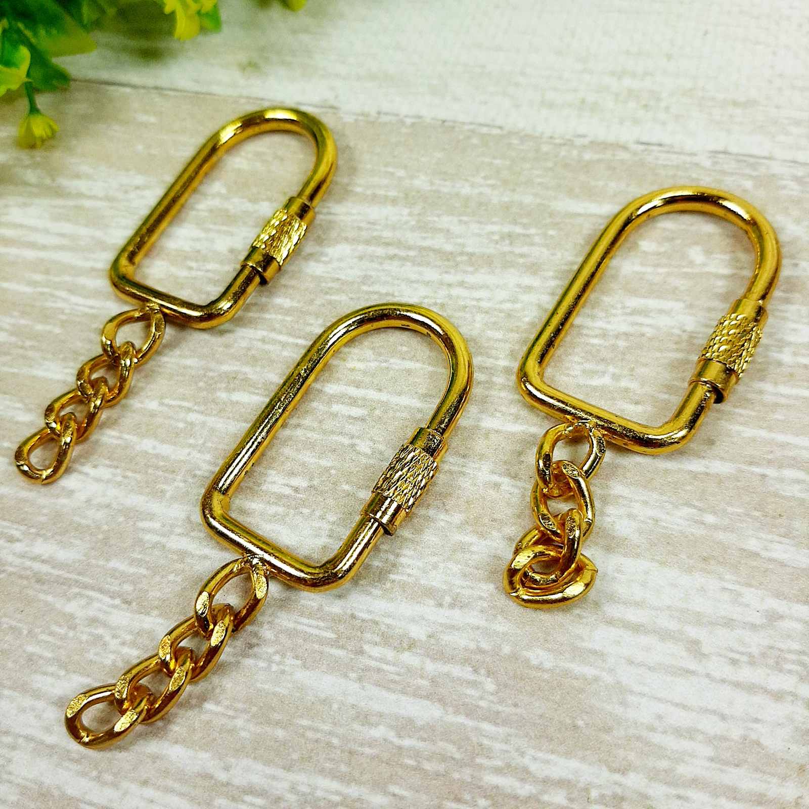 LD-329 Заготовка для брелка с цепочкой 50мм золото