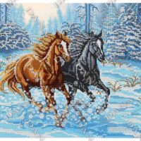 ДАНА-3377 Кони в снегу, схема под бисер