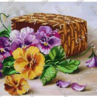 ДАНА-3384 Корзина фиалок, схема под бисер