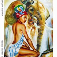 Фея Вышивки АВ-15 Девушка и слон, схема под бисер
