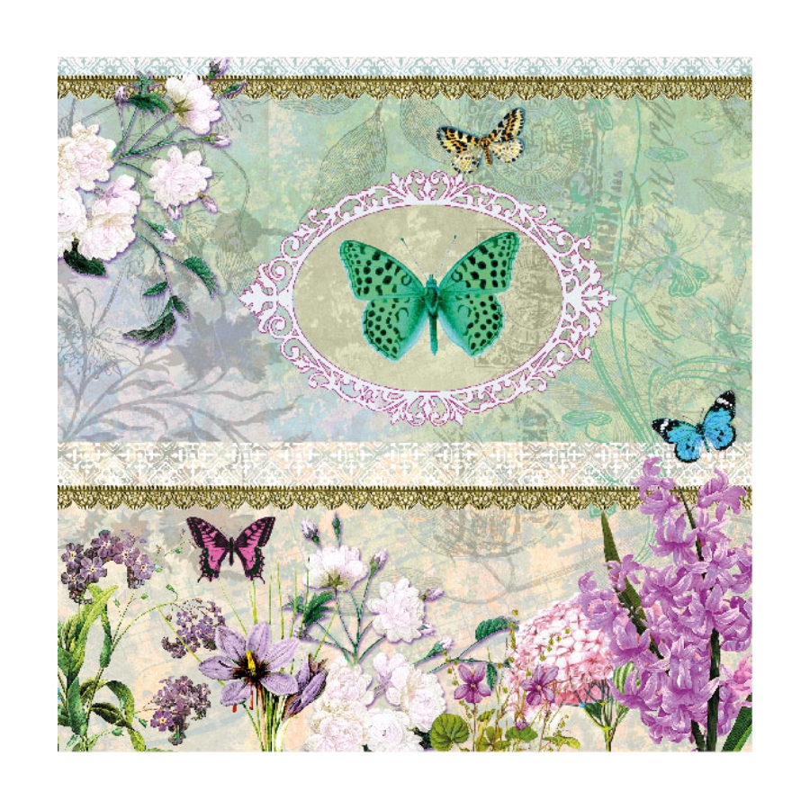 Декупажні серветки "Вінтажний метелик" 33х33см 18,5г/м2 1шт Ambiente