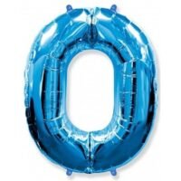 Фольгированная цифра 0 40"синяя 102см