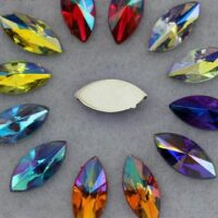 Полустразы Листик 7*15мм цвет АВ, акрил