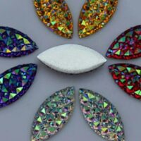 Полустразы Листик 9*20мм цвет АВ, акрил