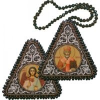ВХ 1003 Набор для вышивания кулона Св. Николай Чудотворец и Ангел Хранитель, Новая Слобода