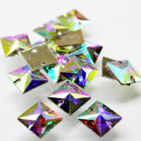 Стразы пришивные ДМС (синтетическое стекло) квадрат 12мм Сrystal AB