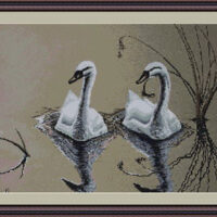 Luca-S В346 Пара лебедей, набор для вышивания нитками