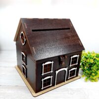 ПА-С-769-2 Скринька для грошей "На квартиру та машину" в коричневому 23*23*24см МДФ3мм